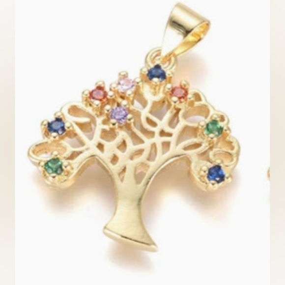 Austrian Crystal Tree of Life Necklace 10k Gold - Picture 9 of 15
